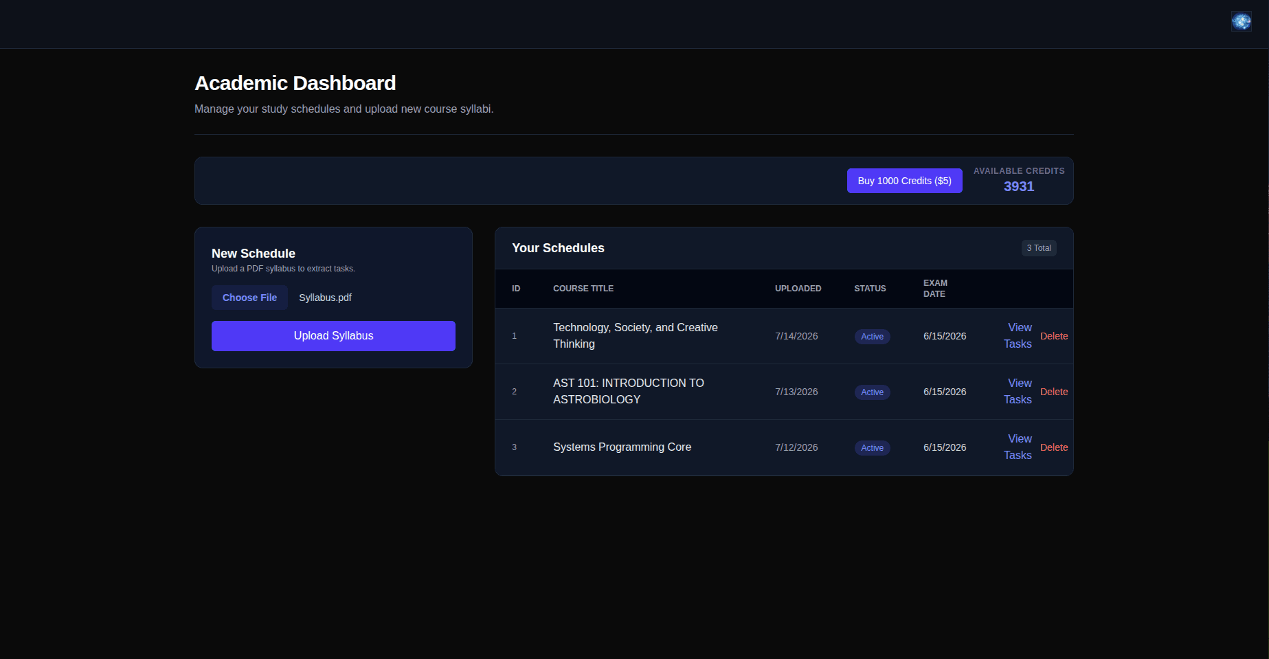 Academic Planner (AI SaaS)